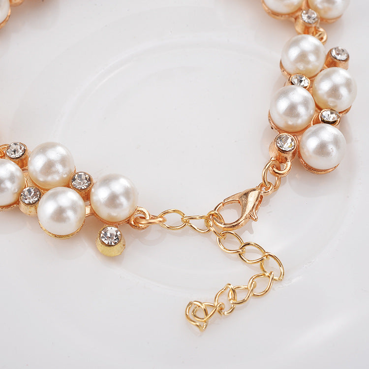 Wholesale Water Diamond Pearl Alloy Bracelet